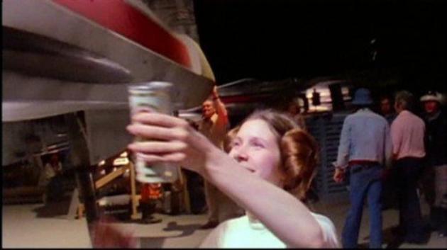 Carrie Fisher drinks Stella