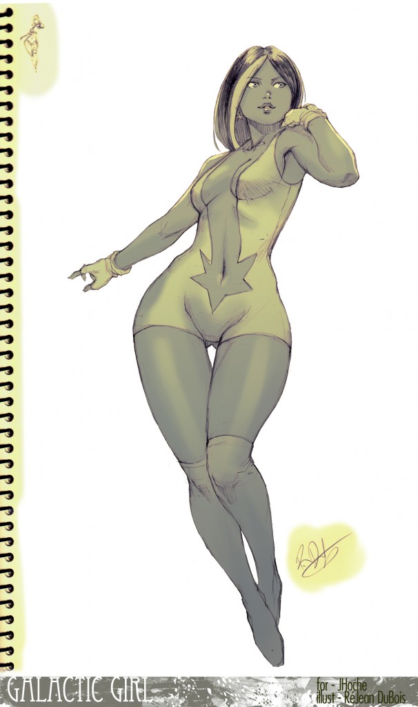 4_JH_HI Galactic Girl and the Starbarians pinup by ReJean Dubois