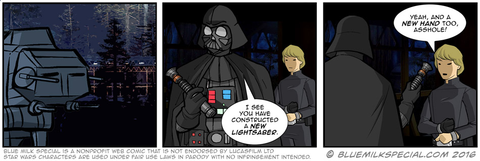 Vader examine’s Luke’s lightsaber